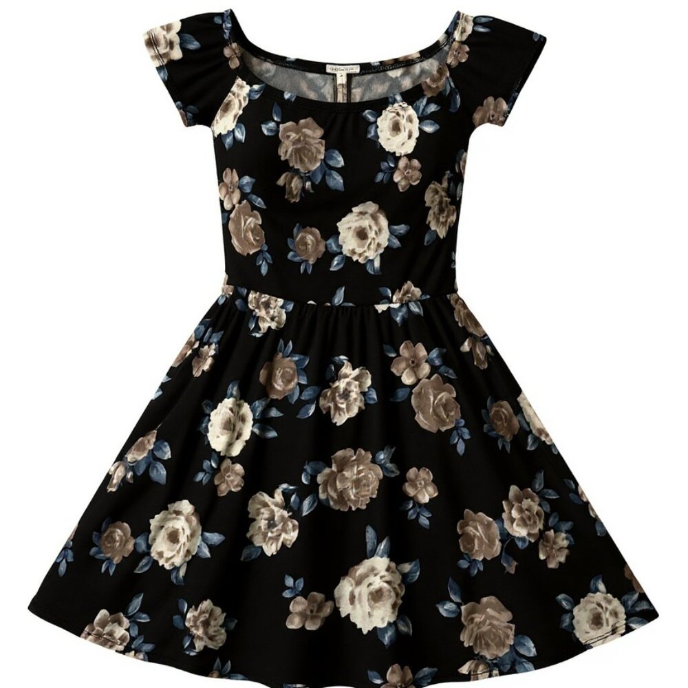 $10 SALE Women's Black Floral Mini Dress Size S